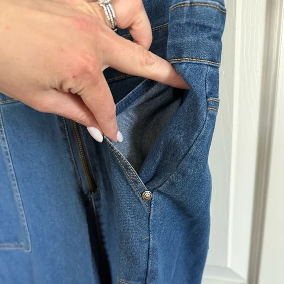 Bebe Denim Utility Jumpsuit | Size XL - Picture 4 of 4